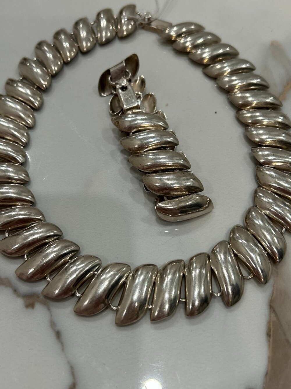 925 Silver Statement Necklace and Bracelet Set